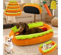 Hot Dog Bed for Dachshund - 2027 New Hot Dog Dog Bed, Cute Hotdog Bun dog bed, Plush Removable & Washable Pet Mat, Soft Indoor Pet Sofa Nest with Non-Slip Bottom for Puppies Small Bun Dogs Cats (XL)