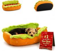 Hot Dog Bed for Dachshund, Plush Removable Washable Pet Bed, Soft Micro Suede & Corduroy Indoor Pet Sofa Nest with Non-Slip Bottom for Puppies Small Pets (L)