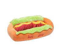 Hot Dog Bed - Soft Plush Cute Warm Cozy Pet Bed for Small Dogs Cats, Sausage Shape Novelty Dog Mat, Removable Washable Cover, Non-Slip Bottom (L)