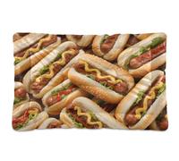 Hot Dog Bread Food Washable Pet Bed Mat Non-Slip Soft Comfortable Kennel Pad for Medium/Large Dogs 36" x 24"