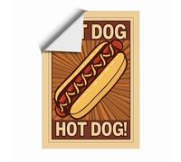 Hot Dog Celebration Retro Unframed Wall Art Print A1 (84.1×59.4cm), Wall Decor for Living Room, Bedroom, Office & Home, Art Gift
