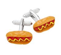 Hot Dog Cufflinks - Onyx Art CK581 Hotdog Novelty Cuff Links In Premier Life Packaging