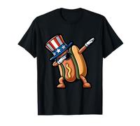 Hot Dog Dabbing Uncle Sam American Flag Patriotic Boys Kids T-Shirt