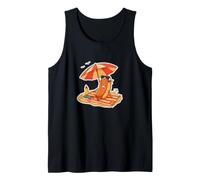 Hot-Dog Dachshund Beach Summer Cartoon Vacation Art Tank Top