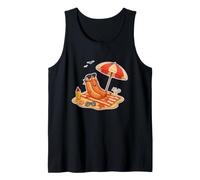 Hot-Dog Dachshund Beach Summer Cartoon Vacation Fun Tank Top