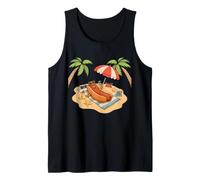 Hot-Dog Dachshund Beach Summer Funny Vacation Cartoon Tank Top