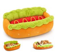 Hot Dog Dog Bed, 2027 Hot Dog Dog Bed for Dachshund Design Bun Soft Removable Washable Pet Bed for Puppies (S)