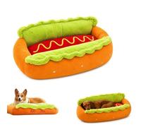 Hot Dog Dog Bed for Dachshund, Soft Plush Hot Dogs Bun Dogs Bed (M) | Removable & Washable Pets Mat for Puppies, Indoor Pet Sofa Nest with Non-Slip Base, Hotdog Design Pet Sofa for Cats & Dogs