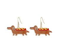 Hot Dog Earrings Cute Food Dachshund Dangle Earrings for Women Fun Cartoon Sausage Dog Hook Earrings Personalied Pet Expert Ear Jewelry Gifts, Small, Zinc, No Gemstone