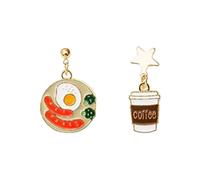 Hot Dog Earrings Cute Food Dangle Earrings for Women Fun Cartoon Pizza Coffee Stud Earrings Personalized Handmade Diy Drip Oil Ear Jewelry Gifts, S, Zinc, No Gemstone
