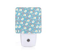Hot Dog Egg Pattern Plug-in Led Night Light with Motion Sensor Dusk to Dawn Sensor Backlit Nightlight for Bedroom Bathroom