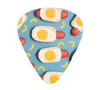 Hot Dog Egg Pattern Printed Guitar Picks 12-Piece Set - Comfortable, Versatile Plectrum for All Guitar Styles & Players