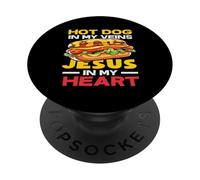 Hot Dog In My Veins Jesus In My Heart Hot Dog Lover PopSockets Adhesive PopGrip