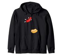 Hot Dog Jumping Into Bun Retro Summer BBQ Grill 4th July Zip Hoodie