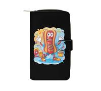 Hot Dog Long Zippered Pouch Slim Clutch Organizer Purse Money and Credit Card Holder for Men Women