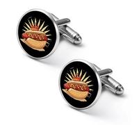 Hot Dog Mens Classic Cufflinks Custom Shirt Cuff Links Jewelry Accessories for Business Wedding 0.7" 0.8"