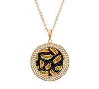 Hot Dog Multicolored Diamond Necklace Dainty Round Pendants Jewelry for Women Golden-style