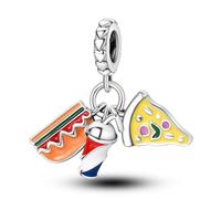 Hot Dog Pizza Cola Fast Food Charms for Bracelets Necklaces Sterling Silver, Dijes para Pulseras Bisuteria Pendants Beads DIY Charm Jewelry Gifts for Women and Her