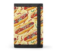 Hot Dog Printed Tri-fold Wallets Front Pocket Holder Money Clips with ID Credit Card Slots