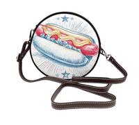 Hot Dog Retro American Diner Aesthetic Women Round Crossbody Bags Leather Sling Bag Purse