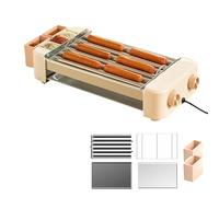 Hot Dog Roller Grill Cooker Machine, 120-250 °C Countertop Hot Dog Roller Machine, Electric Grill Cooker Rollers, Adjustable Temperature for Breakfast Sausages Rolls, Egg Rolls (6 Rollers)