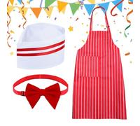 Hot Dog Seller Costume - Adjustable Polyester Apron with White Red Stripes 60 x 78 cm | 1950s Carnival Dress with Hat, Bow Tie, Movie Night, | Celebration D