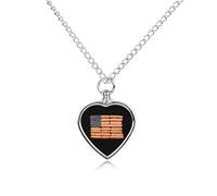 Hot Dog U.S. Flag July 4th Pet Ashes Necklace Heart Silver Classic Pet Pendant Memorials Funerary for Dog Cat Lover