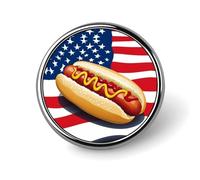 Hot Dog U.S. Flag Round Brooches Colorful Fashion Button Pins Badge for Backpacks Shirts Scarf