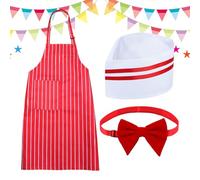 Hot Dog Vendor Costume - 1950s Adjustable Red White Striped Carnival Outfit - Movie Night Costume with Hat and Red Bow Ties - for Birthday Party Role Play Holiday Celebration Stage Show Theater Perfor
