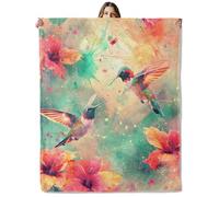 Hot Dog with American Flag Throw Blanket for Girls Boys Kids Adults, 50x60 in, Cozy Flannel Blanket for Bedroom, Camping, Couch, Room Decor, Fuzzy Warm Soft Gifts Hummingbird