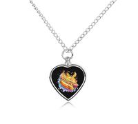 Hot Dog with Flames Pet Ash Necklace Keepsake Memorial Heart Pendant Jewelry