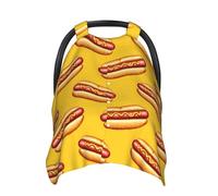 Hot Dog Yellow Print Baby Car Seat Covers, Breathable Nursing Cover Breastfeeding Cover, Stroller Covers, Multi-use Infant Carseat Canopy, Baby Boys Girls Newborn Essentials
