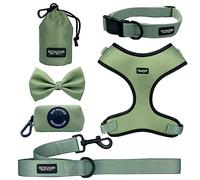 Hot Doggies Dog Walking Bundle Set. 6 COLOURS AVAILABLE. INCLUDES Harness, Lead, Collar, Treat Bag, Poo Bag Holder, Bow Tie (Medium, Peppermint Green)
