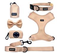 Hot Doggies Dog Walking Bundle Set. 6 COLOURS AVAILABLE. INCLUDES Harness, Lead, Collar, Treat Bag, Poo Bag Holder, Bow Tie(Large, Ecru)