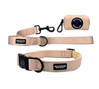 Hot Doggies Essential Dog Walking Bundle. 6 COLOURS AVAILABLE. Includes Dog Collar, 1.5m Lead and Poo Waste Bag Holder. Sizes X-Small - Large. (Large, Ecru)