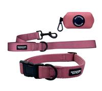 Hot Doggies Essential Dog Walking Bundle. 6 COLOURS AVAILABLE. Includes Dog Collar, 1.5m Lead and Poo Waste Bag Holder. Sizes X-Small - Large. (Small, Rosewood Pink)