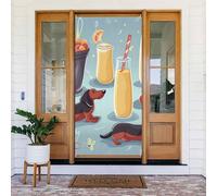 Hot Dogs and Lemonade Door Cover Decorations, Welcome Door Banner Backdrop Seasonal Spring Summer Porch Banner Sign Photo Background for Indoor Outdoor Party Decor 72.8 x 35.4 Inch