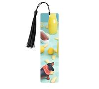 Hot Dogs and Lemonade Printed Metal Bookmarks S - Black Lightweight Aluminium Book Marker for Books, Journals & Gifts, Ideal Book Lovers, Holiday Decor & Crafts