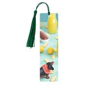 Hot Dogs and Lemonade Printed Metal Bookmarks S - Dark Green Lightweight Aluminium Book Marker for Books, Journals & Gifts, Ideal Book Lovers, Holiday Decor & Crafts