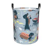 Hot Dogs and Lemonade1 Circular single-layer laundry basket, fit for multi-functional storage in dormitories/bedrooms