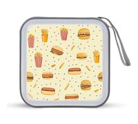 Hot Dogs Burgers Portable CD Case 40 Capacity DVD Collection Holder Zipper Storage Wallet for Car Home Travel
