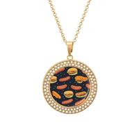 Hot Dogs Chicken Drumsticks Burgers Women's Custom Pendant Necklace Round Diamond Necklaces Jewelry Gifts for Men Birthday