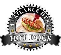 Hot Dogs Sold Here Sticker - Catering Sign Window Decal Cafe Restaurant Ice Cream (Medium 210 x 285mm, Black)
