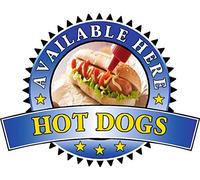 Hot Dogs Sold Here Sticker - Catering Sign Window Decal Cafe Restaurant Ice Cream (Small 150 x 195mm, Blue)