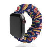 Hot Dogs Watermelon Corn U.S. Flag Fashion Scrunchie Watch Strap Compatible with IWatch Series 1 2 3 4 5 6 Elastic Replacement Band