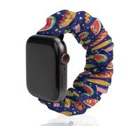 Hot Dogs Watermelon Corn U.S. Flag Fashion Scrunchie Watch Strap Compatible with IWatch Series 1 2 3 4 5 6 Elastic Replacement Band