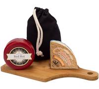 Hot Double Gloucester Artisan Cheese Truckle with Oatcakes Gift Set | Nestled inside a distinctive black cotton sack, a charming little gift for anyone who loves cheese.