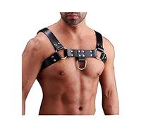 HOT DREAM Men's Adjustable Leather Body Chest Harness Belt Gay Interest Buckles Clubwear Costume Black (Black 1)