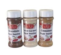 Hot Drinks Dusting Topper Flavouring Pack of 3, Chocolate 90g, Cinnamon 90g, Salted Caramel 90g - Also for Popcorn flavouring, Cupcake Duster, Icing, baking by The Spice Specialist
