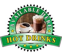 Hot Drinks Sold Here Sticker - Catering Sign Cafe Restaurant Vinyl Ice Cream Trailer (Large 400 x 520mm, Green)